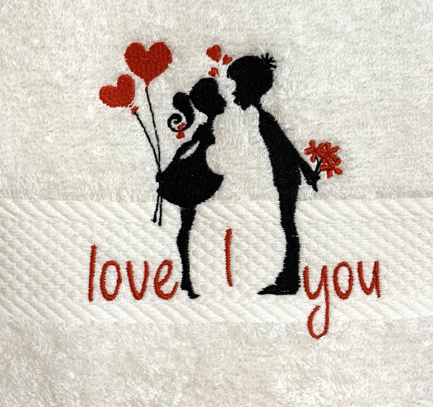Handtuch weiß mit Spruch oder mit Namen bestickt, perfektes Geschenk zum Valentinstag 50x100 cm 100% Baumwolle Öko-Tex Standard 100