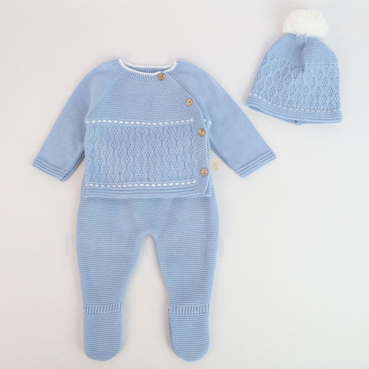 Feinstrickset Dreiteiler Blau