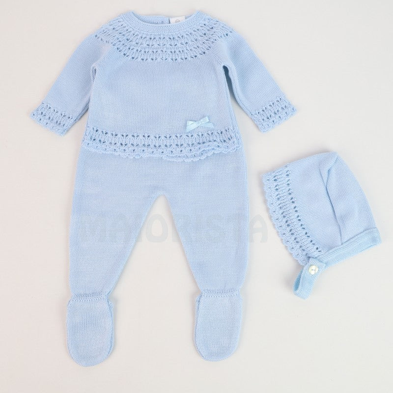 Feinstrickset Dreiteiler Hellblau