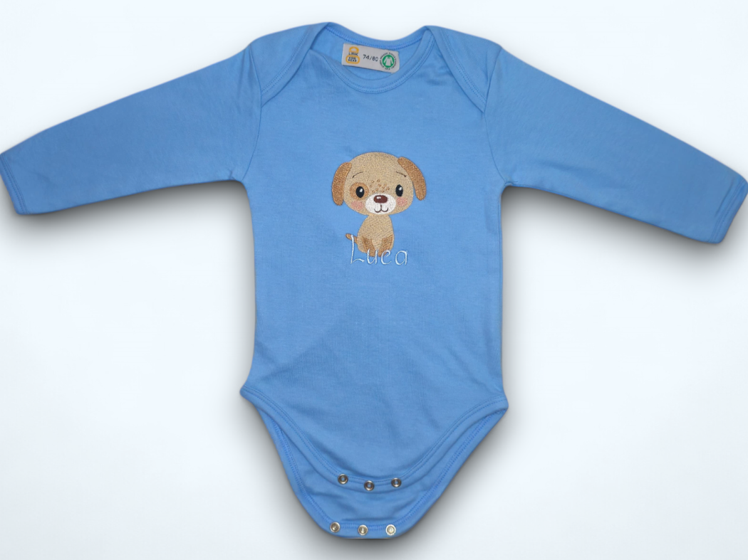 Langarm Babybody "Hund" 74/80