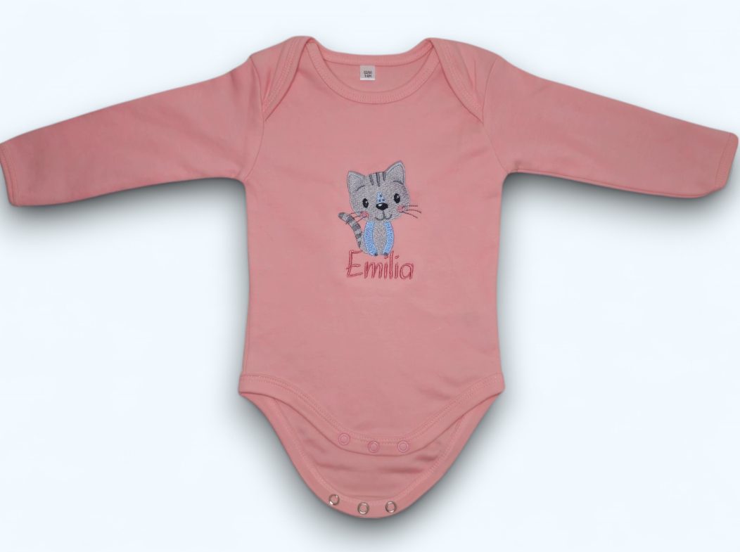 Langarm Babybody "Katze" 62/68