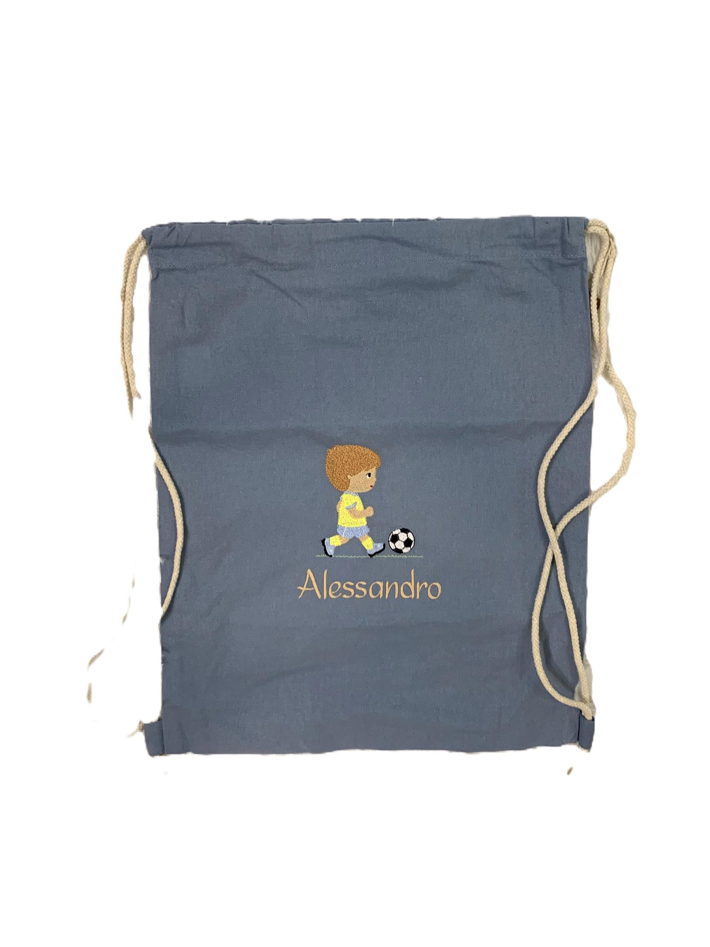 Personalisierter Turnbeutel "Fußball" Name wählbar, bestickt, Geschenk Einschulung Sportbeutel Kindergarten Sportrucksack  versch. Farben