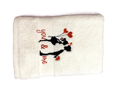 Handtuch weiß mit Spruch oder mit Namen bestickt, perfektes Geschenk zum Valentinstag 50x100 cm 100% Baumwolle Öko-Tex Standard 100