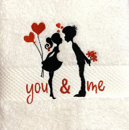 Handtuch weiß mit Spruch oder mit Namen bestickt, perfektes Geschenk zum Valentinstag 50x100 cm 100% Baumwolle Öko-Tex Standard 100