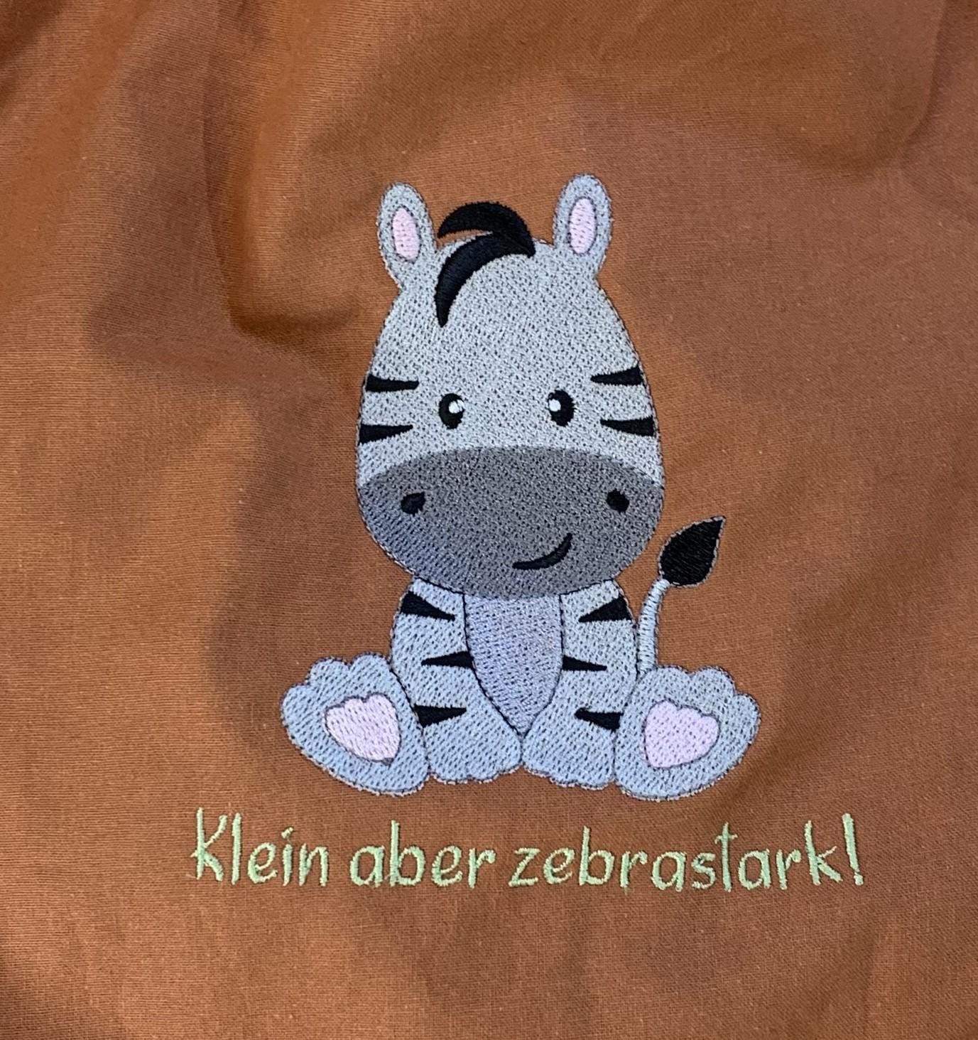 Personalisierter Turnbeutel "Zebra" Name wählbar, bestickt, Geschenk Einschulung Sportbeutel Kindergarten Sportrucksack  versch. Farben