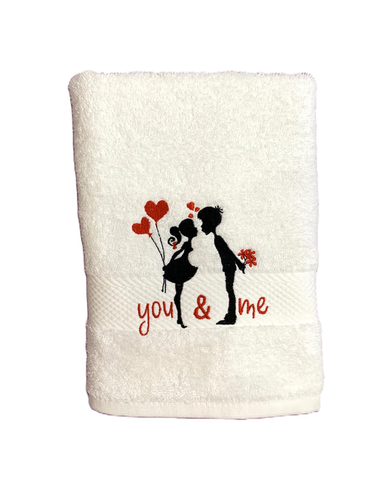 Handtuch weiß mit Spruch oder mit Namen bestickt, perfektes Geschenk zum Valentinstag 50x100 cm 100% Baumwolle Öko-Tex Standard 100